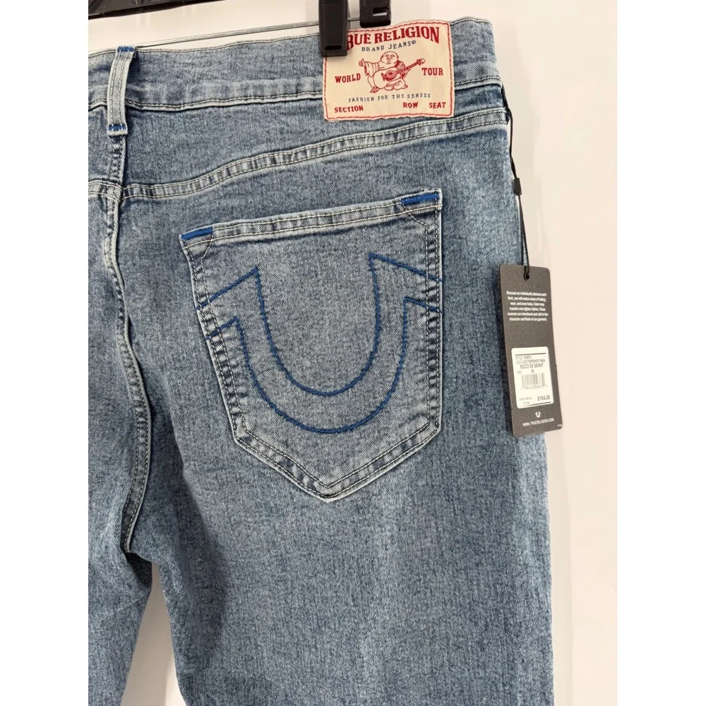 True Religion Rocco Relaxed Skinny Jeans Light Peppermint Wash Blue Mens 38 NWT